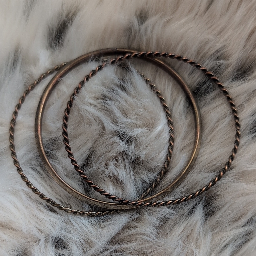 Bronze Twisted Bangle Bracelets (3 Pieces)